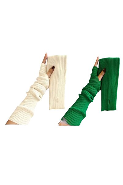 ALDAYER قطعتان من الأكمام المحبوكة المضلعة