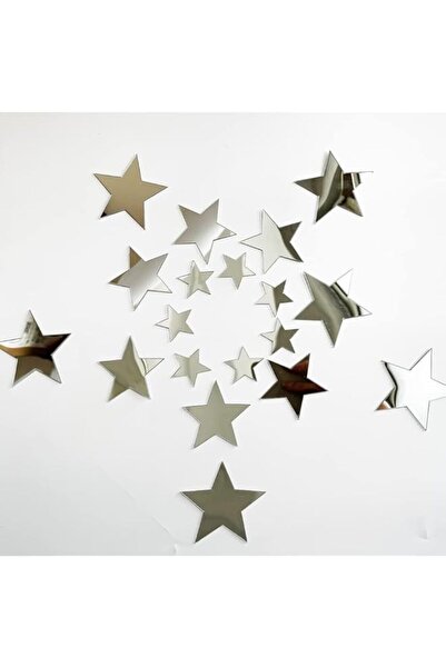 Generic Brand Tazweeq 40Pcs Silver Stars Acrylic Mirror Wall Stickers with Ad...