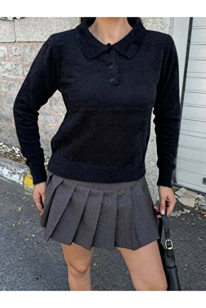 Pulli Collection Soft Textured Polo Neck Knit Sweater