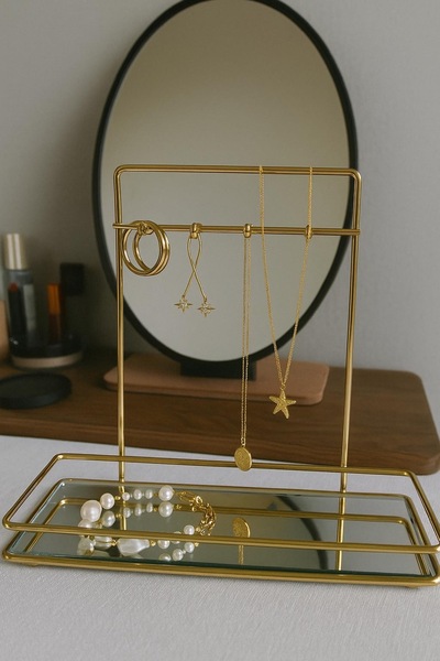 Süper Home Elegant Suport decorativ pentru bijuterii cu cârlig auriu