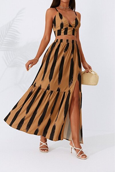 Wear Up Women's Sleeveless Strap Crop Double Single Jersey Suit