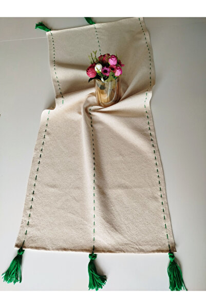 denizli hatırası Runner autentic în stil boem, cu dungi, cu ciucuri, 47x105 cm