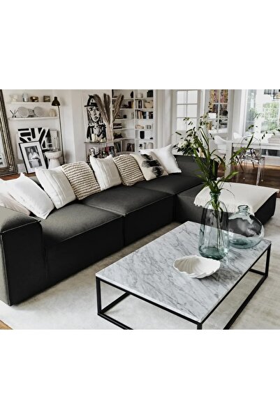 NAYAR HOME DESİGN ROLEX KÖŞE 4 MODÜL KOLTUK TAKIMI SİYAH KETEN