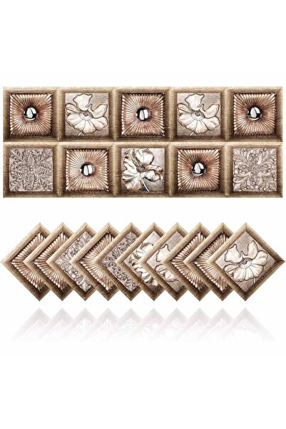 Generic Tazweeq Oil-resistant and Waterproof PVC Retro Tile Stickers, Brown F...