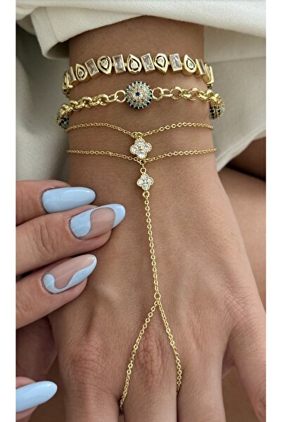 Vi store Çelik Altın Taşlı Yonca Şahmeran