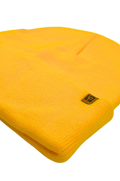 Sofist İstanbul Yellow Unisex Basic Beanie Lp Collection Folded Yellow Rib Knit Classic Beanie