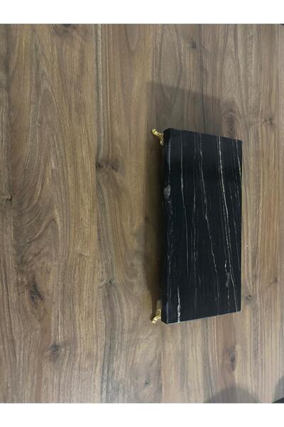 Nexa Doğaltaş Hediyelik Siyah Mermer Sunum Taşı – Altın Detaylı Doğal Taş Ser...