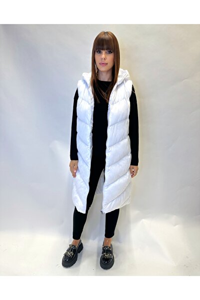 IFASTFASHION Vestă damă lungă matlasată cu fermoar și glugă – model modern pe...