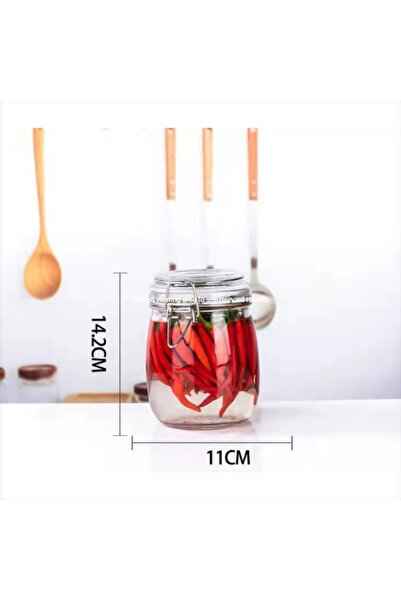 OEM Borcan sticla 750 ml, capac etans, garnitura silicon, Depozitare alimente, Condimente, Cereale, Dulc