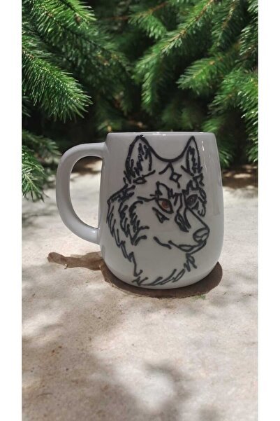 seda seramik Handmade (Special Design) Embossed Wolf Mug Cup 400 ml