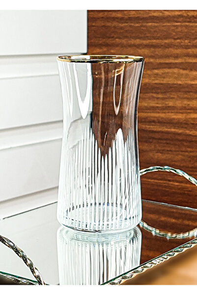 SEÇKİNEV Çınar 6'lı 355ml Yaldızlı ve Kesme Su Bardağı Takımı (Ekose-Line)