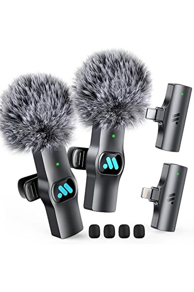 Generic 2pcs Wireless Lavalier Microphone for iPhone/iPad, for Video Recording, Live Streaming, Interviews,