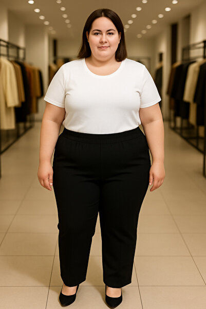 DENİZLİFE بنطلون نسائي فضفاض من الليكرا بقصة مريحة