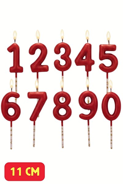 Baloncu Nene Kırmızı Doğum Günü Pasta Mumu Yaş Mumu Rakamlı Mum Doğum Günü Mumu Sayı Mum 11 CM
