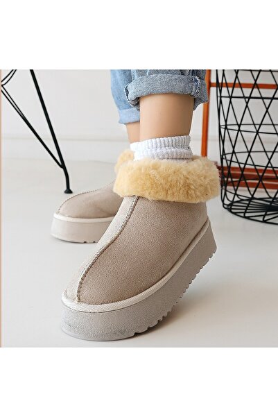 Zerenyus Γυναικείες μπότες Eddie Premium Beige Shearling Suede