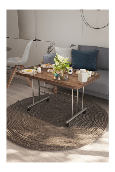 Avenza living Tekerlekli Masa Orta Sehpa En 60 Boy 100 Yükseklik 55 Metal Ayak