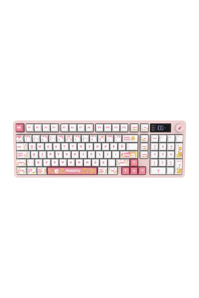 HAWK Gaming HK258WP Membrane LCD RGB Kablosuz/Bluetooth Beyaz Pembe Full Türk...
