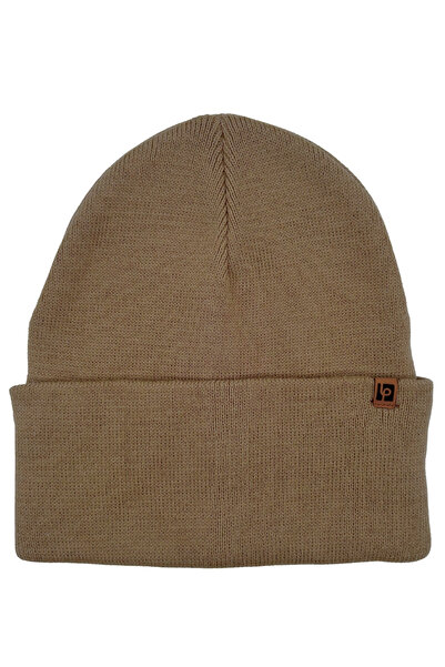 Sofist İstanbul قبعة كلاسيكية أساسية للجنسين من مجموعة LP بلون البيج الداكن، قبعة محبوكة بتصميم مضلع قابلة للطي