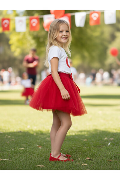 Ceylin Fashion Kız Çocuk Fiyonklu 29 Ekim - 23 Nisan Hayal Tüllü Tütü Etek