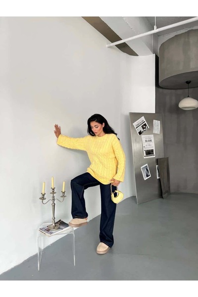 Pulli Collection Kalın Örgü Oversize Triko Kazak