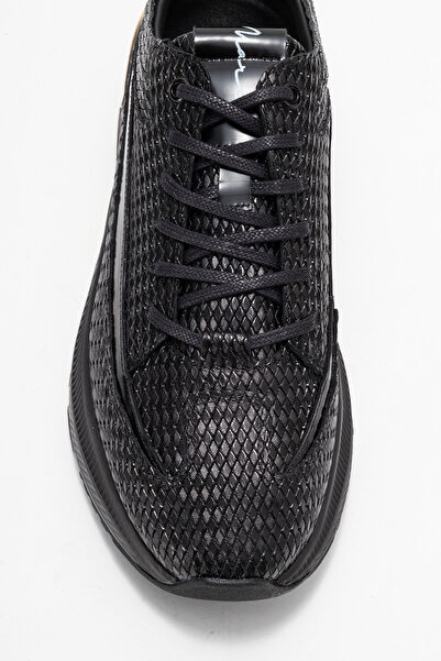 MARCOMEN Erkek Kalın Taban Bağcıklı Sneaker Gerçek Deri MC 22449 SİYAH