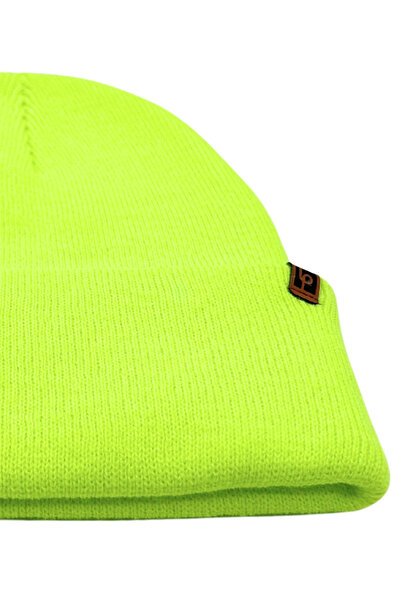 Sofist İstanbul Neon Yellow Unisex Basic Beanie Lp Collection Folded Neon Yellow Ribbed Knit Classic Beanie