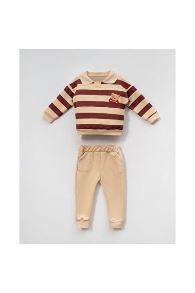 Luna Kids Store مجموعة من قطعتين بتصميم الدب المخطط