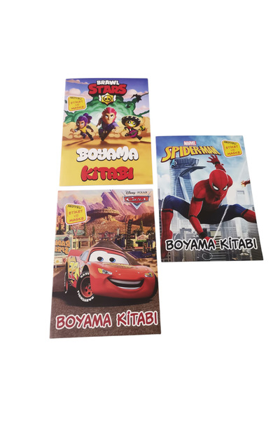 KESKİN COLOR Boyama kitabı 3 lü set cars örümcek adam brawl
