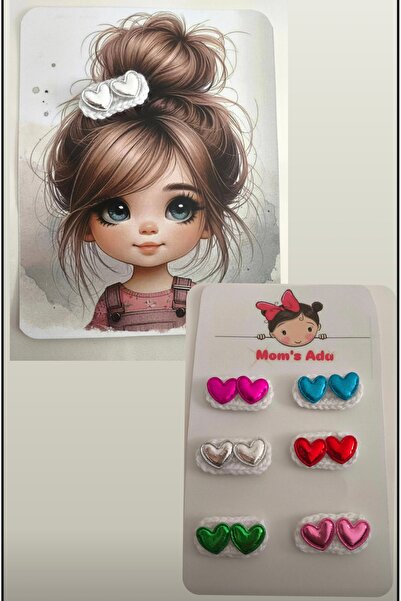 Momsada 6-Piece Colorful Heart Snap Baby Clips Hairless Baby Hairpin Newborn ...