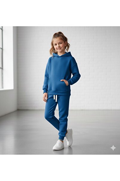 Arya Nisa Kids UNISEX %100 PAMUK KAPŞONLU ALT ÜST SPOR IKILI TAKIM