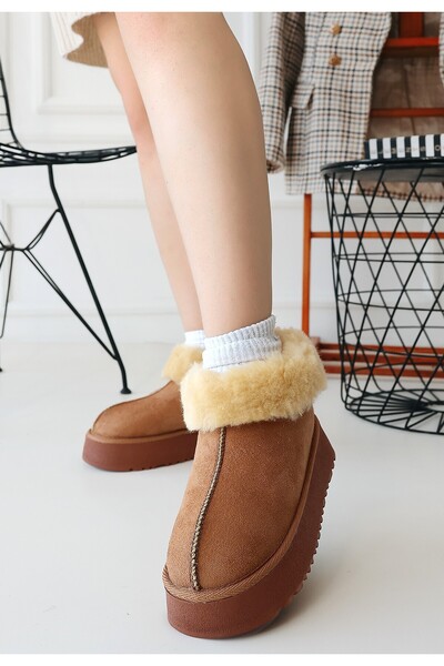 Zerenyus Γυναικείες μπότες Eddie Premium Tan Sheepskin Suede