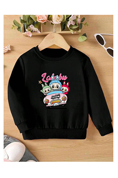 Tubinyoo سويت شيرت أسود مطبوع للأطفال من لابوبو