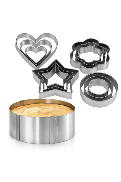 Lilasso Adjustable Cake Mold and 12-Piece Cookie Shaping Set