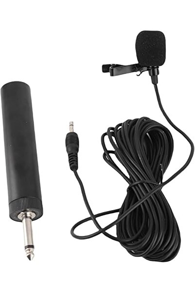 Generic Wired Noise Cancelling Lavalier Microphone with 16ft Wire, 6.5mm Jack, for Live Streaming and Musica