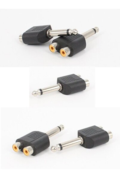 nelerbulurum 2 ADET 6.3mm Mono Anfi Amfi Mikrofon Ses Jakı Jack - 2 Rca Dişi Audıo Lale Tos Dönüştürücü