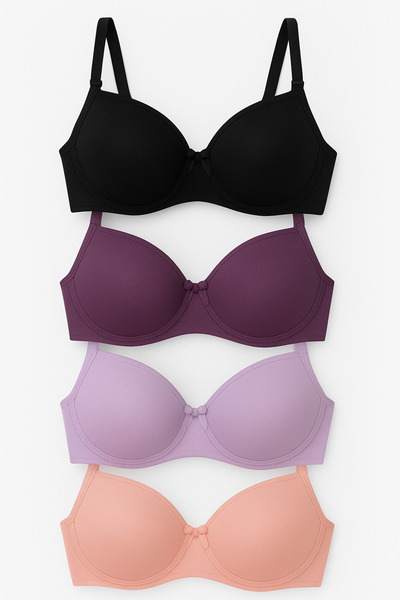 SOFENNA Kadın Telli Dolgusuz Desteksiz Günlük 4lü Sütyen Takımı