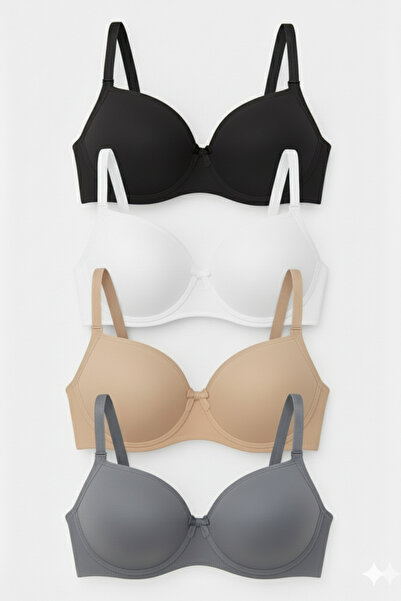 SOFENNA Kadın Telli Dolgusuz Desteksiz Günlük 4lü Sütyen Takımı