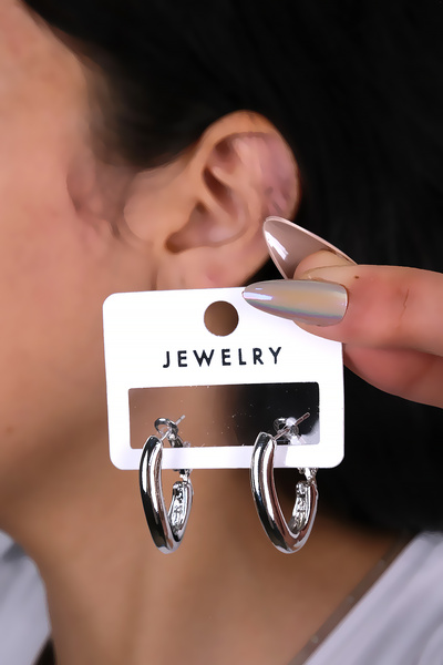 LOWEN AKSESUAR أقراط فضية اللون للنساء