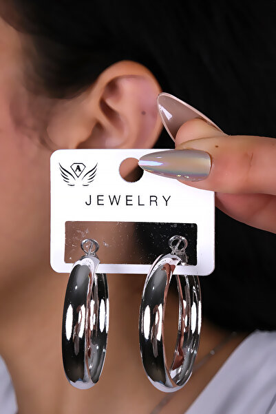 LOWEN AKSESUAR Gümüş Renk Halka Kadın Küpe