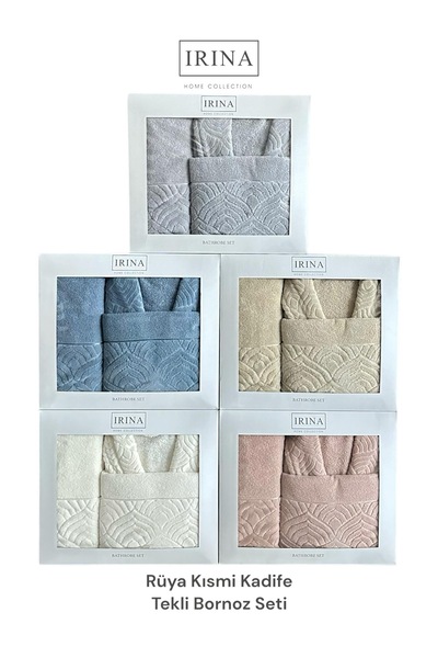 Irina Home İrina bornoz seti pamuklu yumuşacık bornoz,banyo havlusu,baş halusu