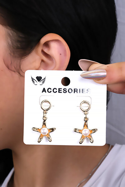 LOWEN AKSESUAR أقراط نسائية من حجر اللؤلؤ على شكل نجمة