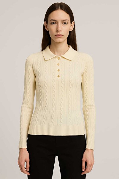 NOTCHTR Women's Polo Neck Long Sleeve Hair Knit Soft Textured Knitwear Blouse