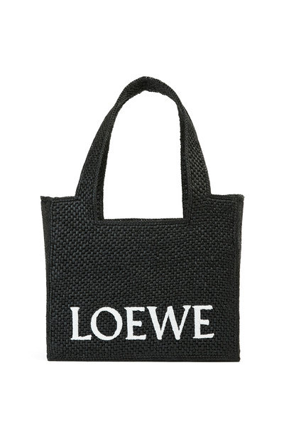 Loewe Font Tote Medium Siyah Kadın Rafya Plaj Çantası