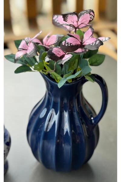 SanatFlowers 30 cm 5 Dallı Pembe Kelebek Buketi – Romantik Yapay Çiçek