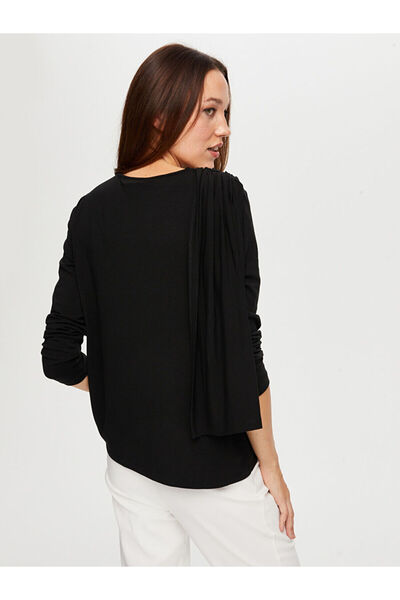 Faik Sönmez Shawl Collar Knitted Blouse with Metal Accessories W26Blz025