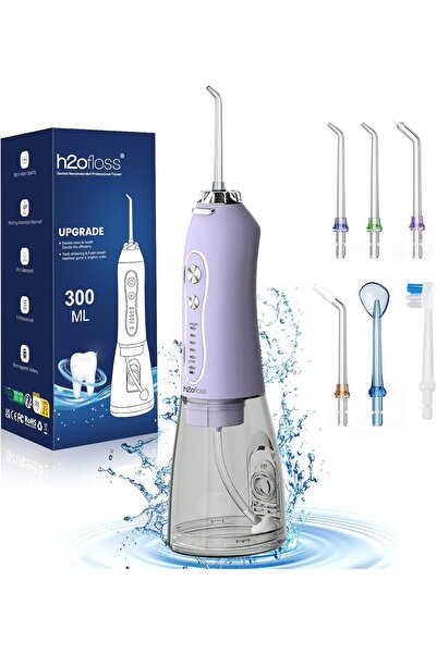 h2ofloss جهاز تنظيف الأسنان بالماء H2Oflus محمول لاسلكي قابل لإعادة الشحن سعة 300 مل ومقاوم للماء
