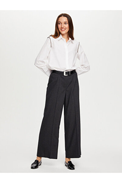 Faik Sönmez Önü Ütü İzli Wıde Leg Fıt Yünlü Pantolon W26PNT024