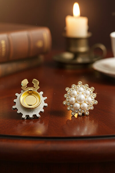 Reoona Trend Yoğun İnci Detaylı Düğme Broş Düğme Kapağı Düğme Klipsi- Luminous Pearl Halo