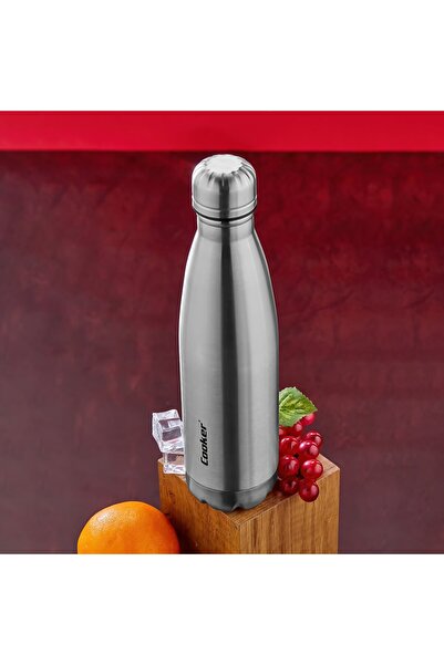 Pazarcan 500ml Chrome Bottle Thermos Stainless Steel - Non-Slip Tpr Base (5389)