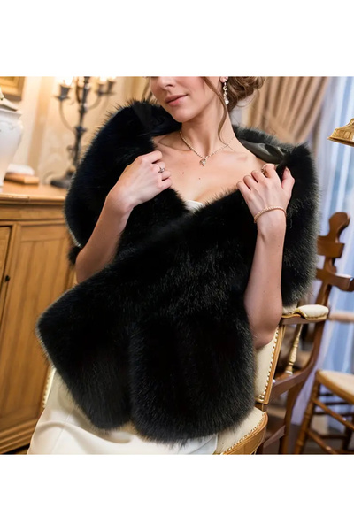 laviyonsa Design Fur Coat Etol Shoulder Shawl